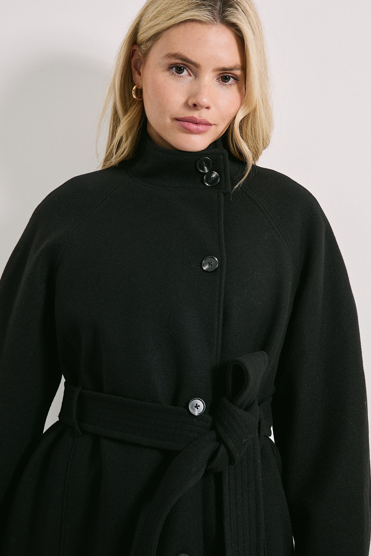 Dorothy Perkins Classic Midi Funnel Neck Coat Black image 4