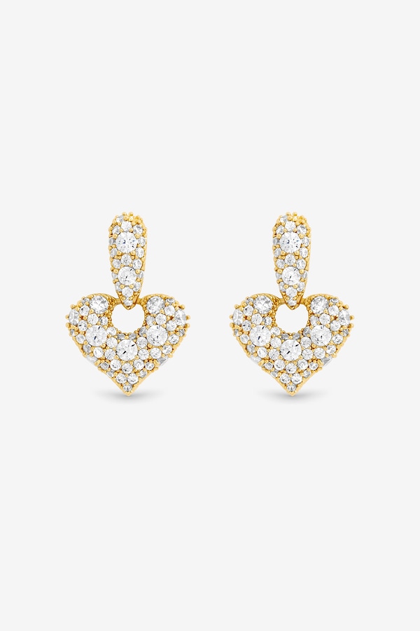 Jon Richard Gold Plated and Pave Heart Door Knocker Earrings