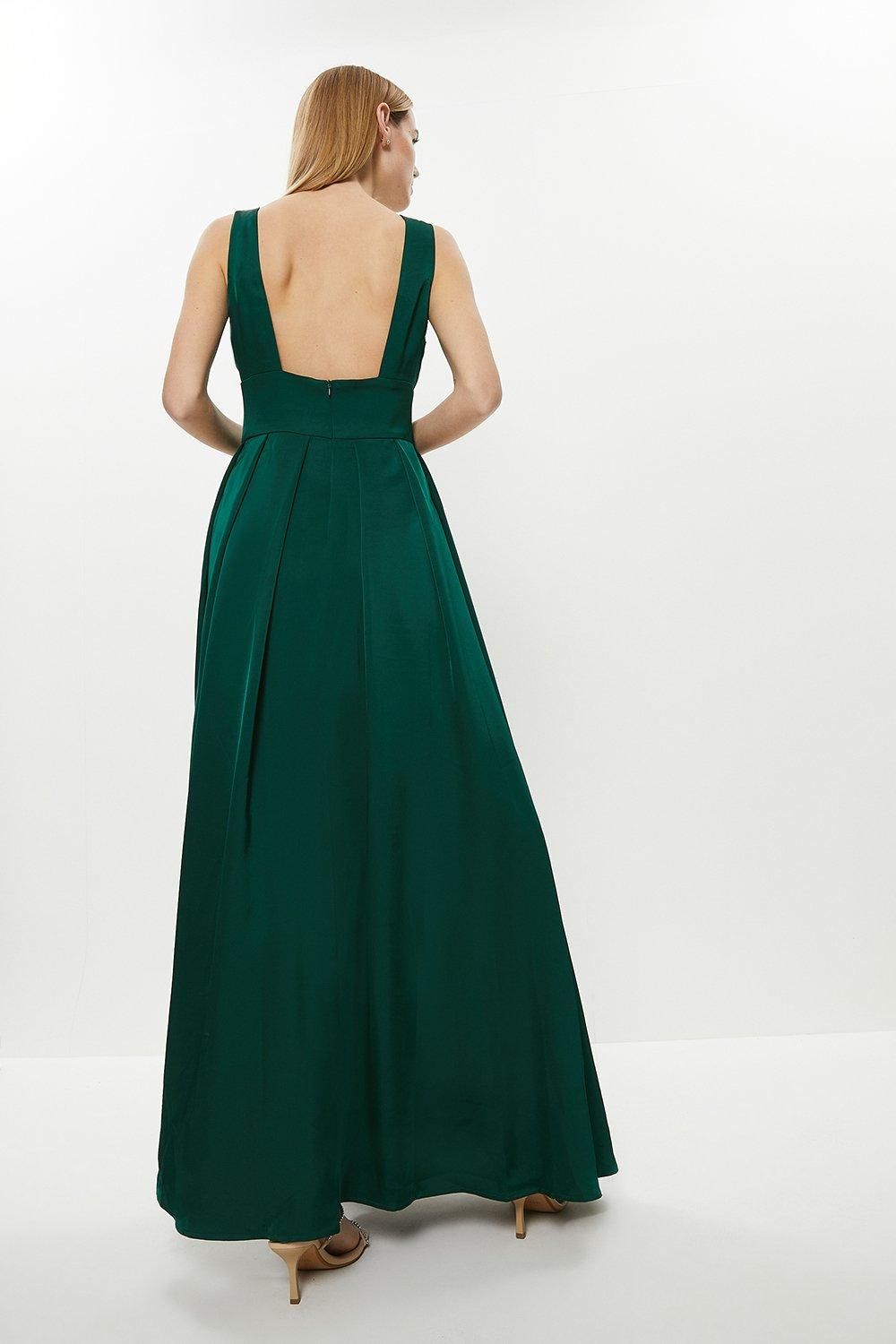 Coast Full Skirted Satin Bridesmaid Maxi Dress Green image 3