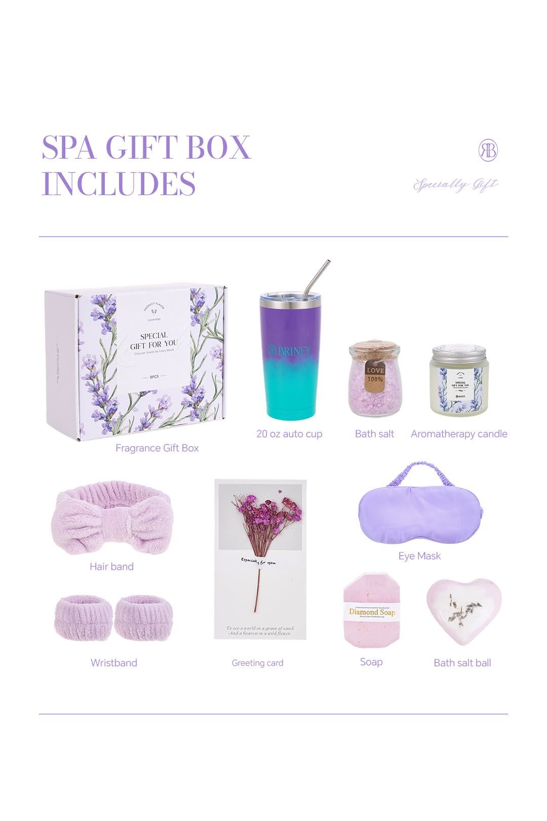 Living and Home Lavender-Scented Spa Bath Gift Set image 6