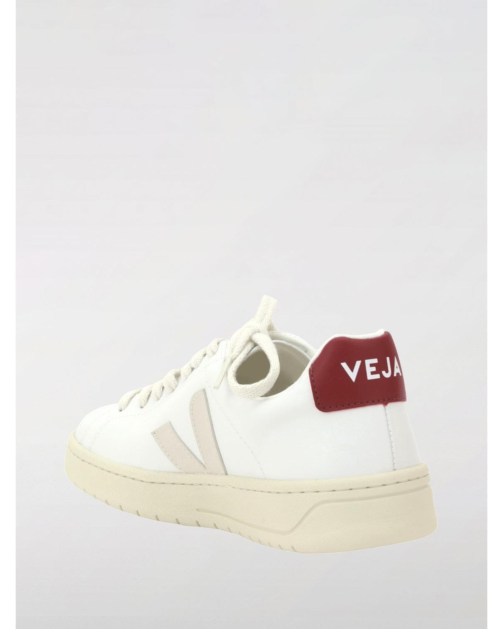 Veja V10 WhiteBeigeRed Leather Sneakers Wo image 3