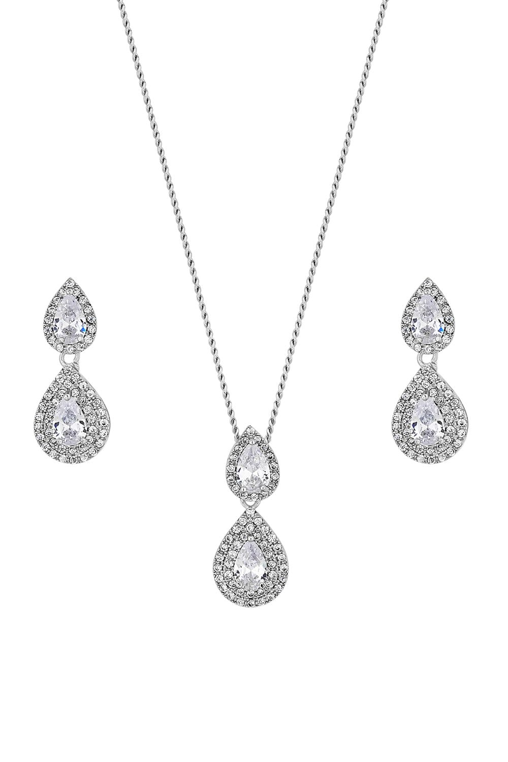 Jon Richard Gift Packaged Cubic Zirconia Pear Drop Earring And Necklace Set image 2