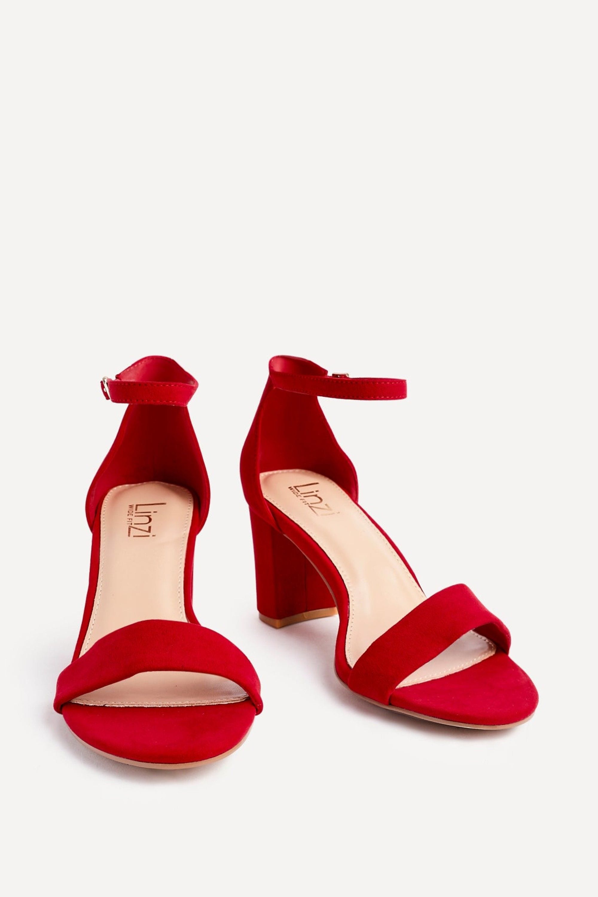 Linzi Legacy Wide Fit Red Suede Closed Back Block Heel image 3