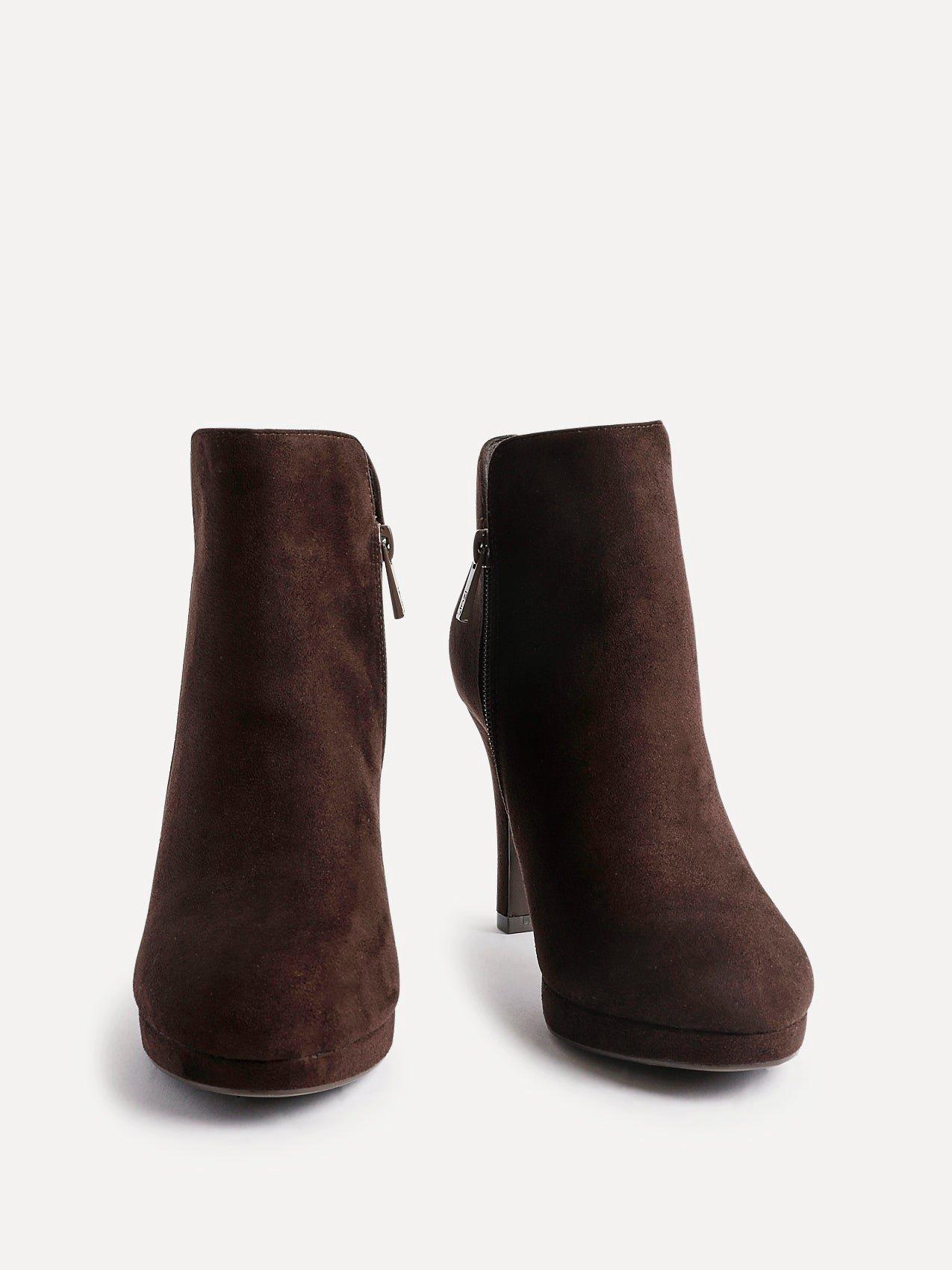 Linzi Layara Brown Faux Suede Small Platform Ankle Boot image 3