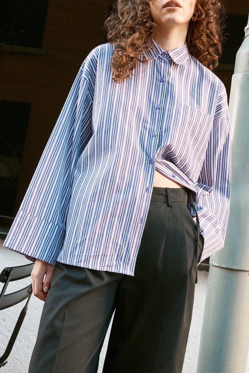 Striped Wide Cuff Shirt