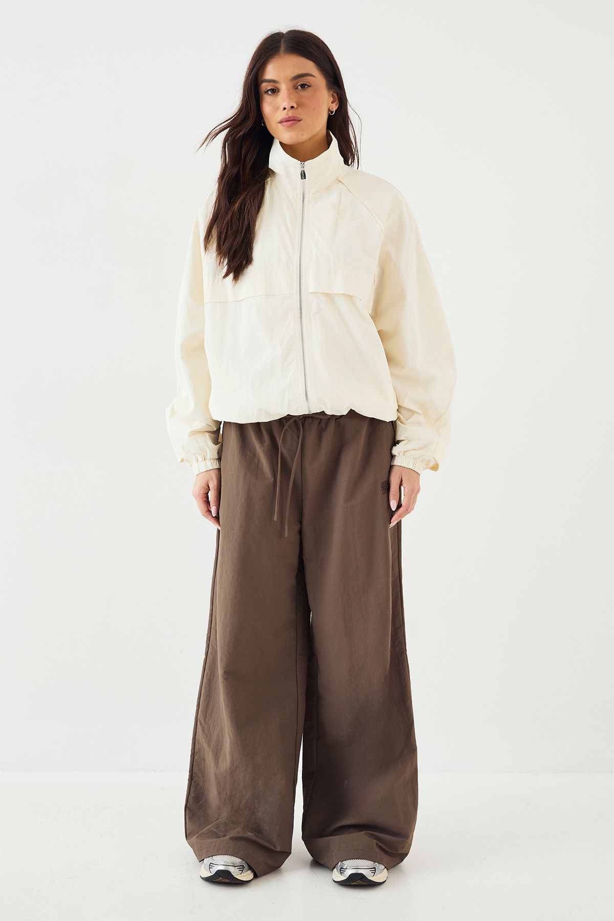 DSGN Studio DSGN Studio Nylon Zip Through Funnel Neck Track Jacket Cream image 5