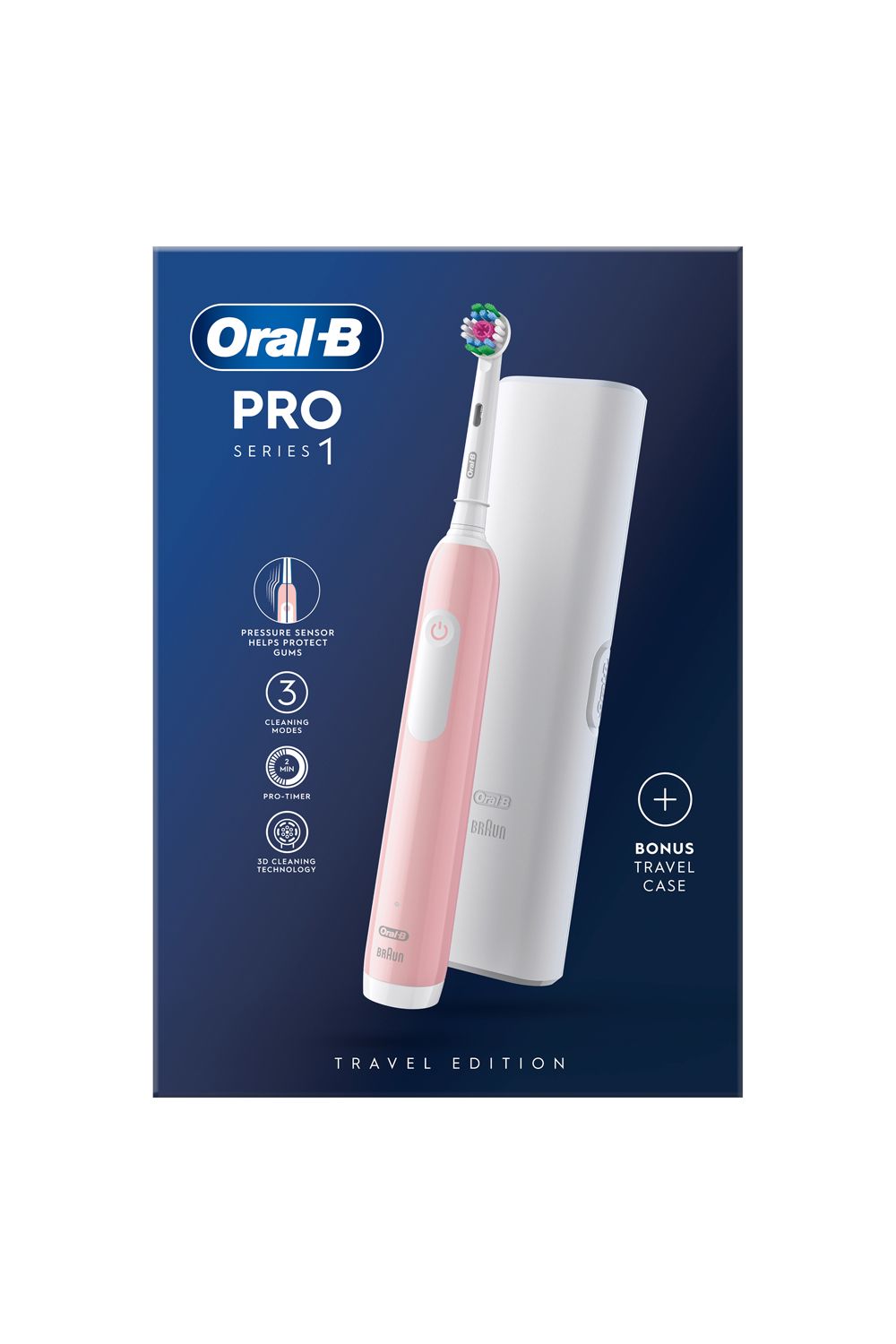 Oral B Pro Series 1 3D White Pink Toothbrush+Case Multi image 1