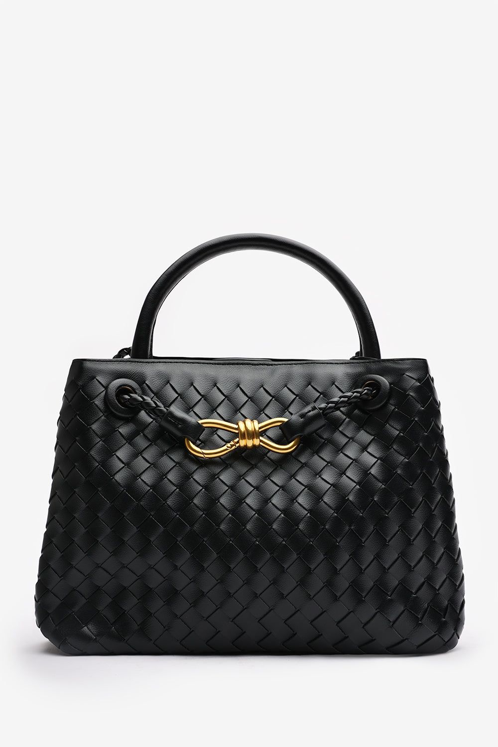 Where's That From 'Luna' Woven Leather Tote Bag With Gold Detail image 2