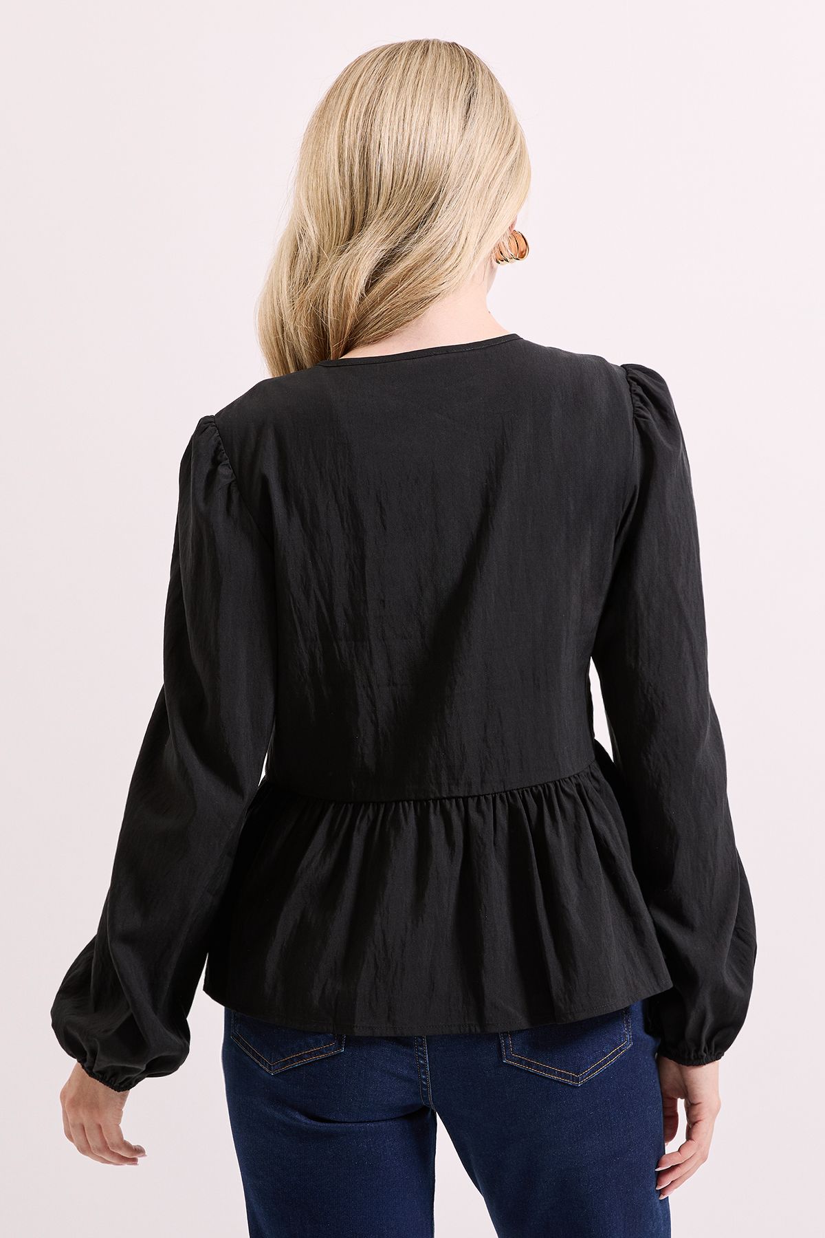 Dorothy Perkins Tie Front Long Sleeve Blouse Black image 4