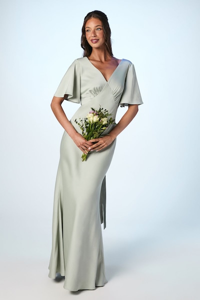 Coast Tie Back Satin Back Crepe Bridesmaid Dress Sage