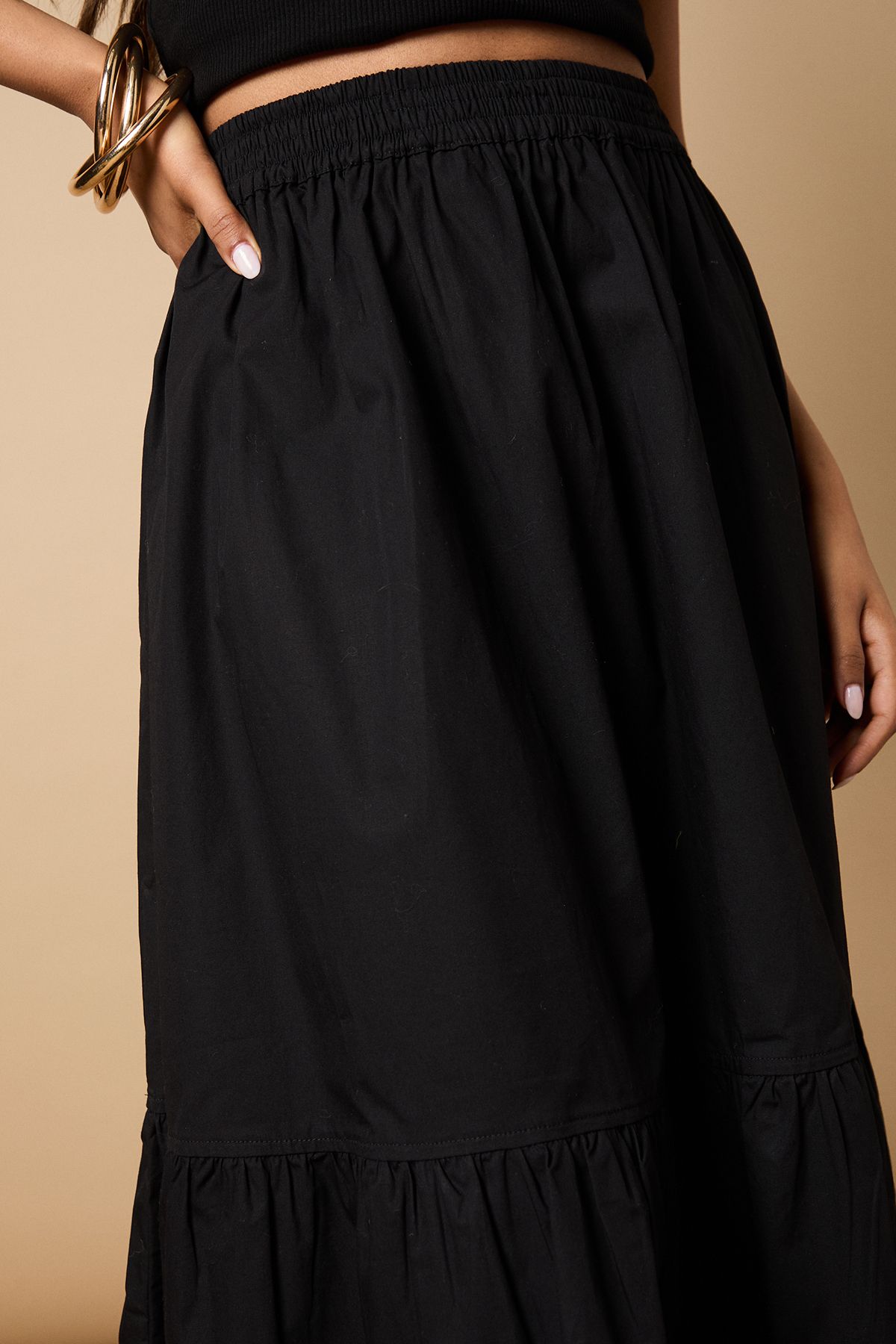 Oasis Petite Poplin Midi Skirt Black image 4