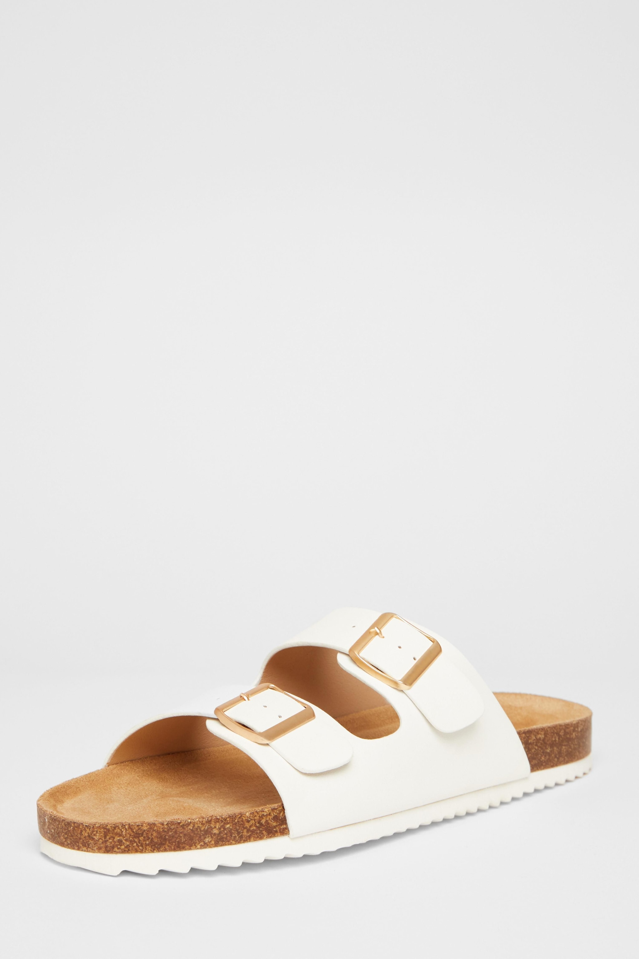 Quiz White Double Buckle Flat Sandals image 1