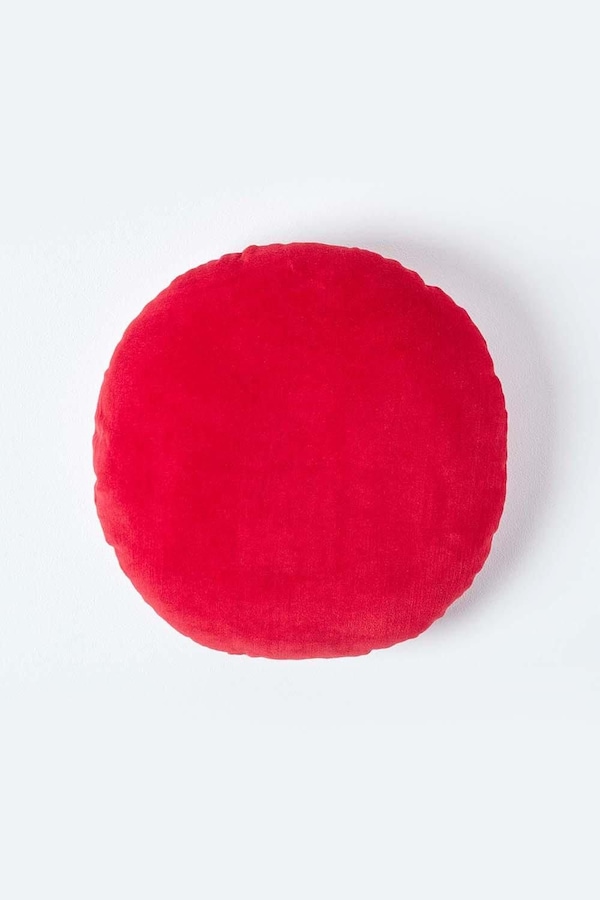Homescapes Velvet Cushion, 40 cm Round