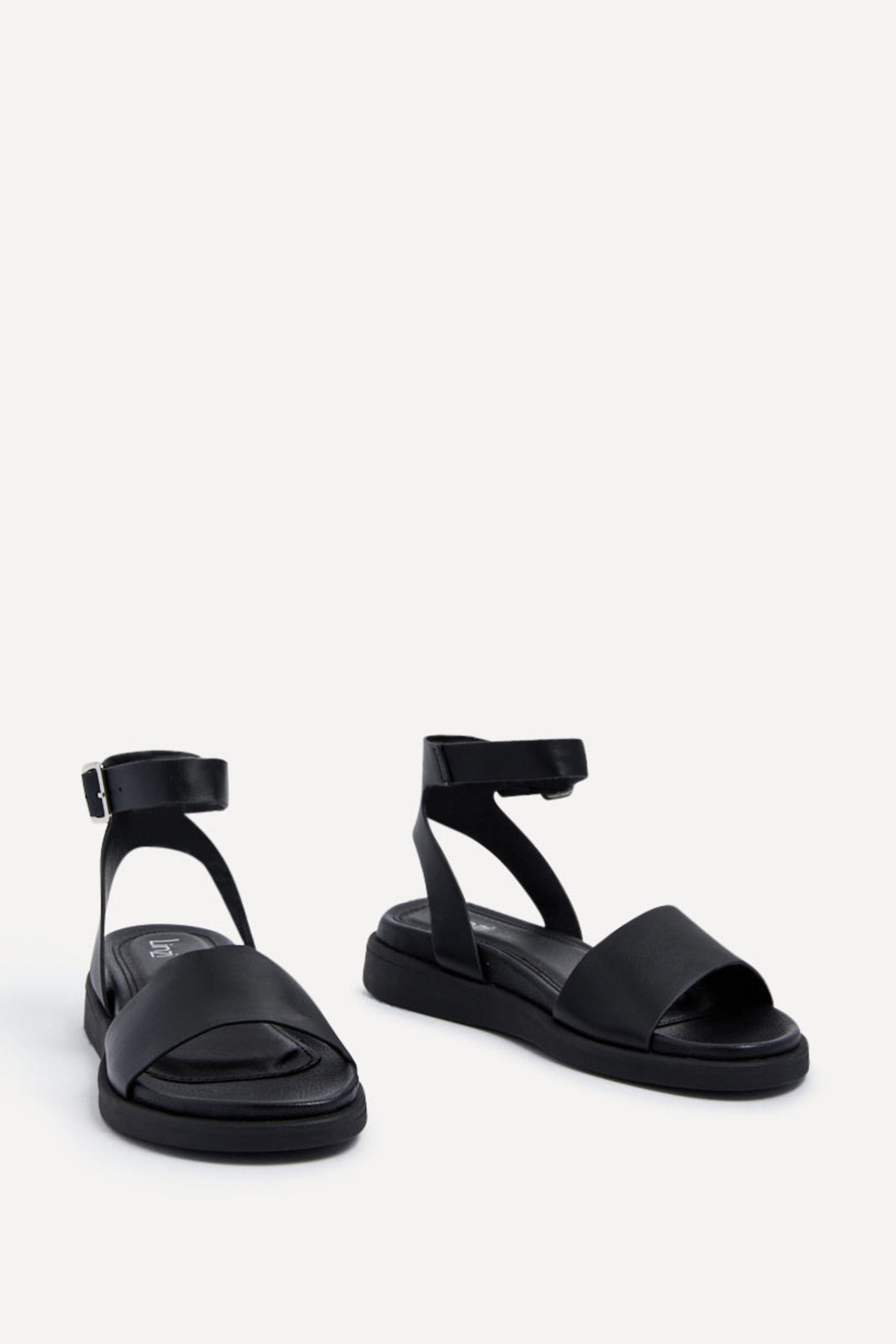 Linzi Kara Black Faux Leather Flatform Sandals image 3