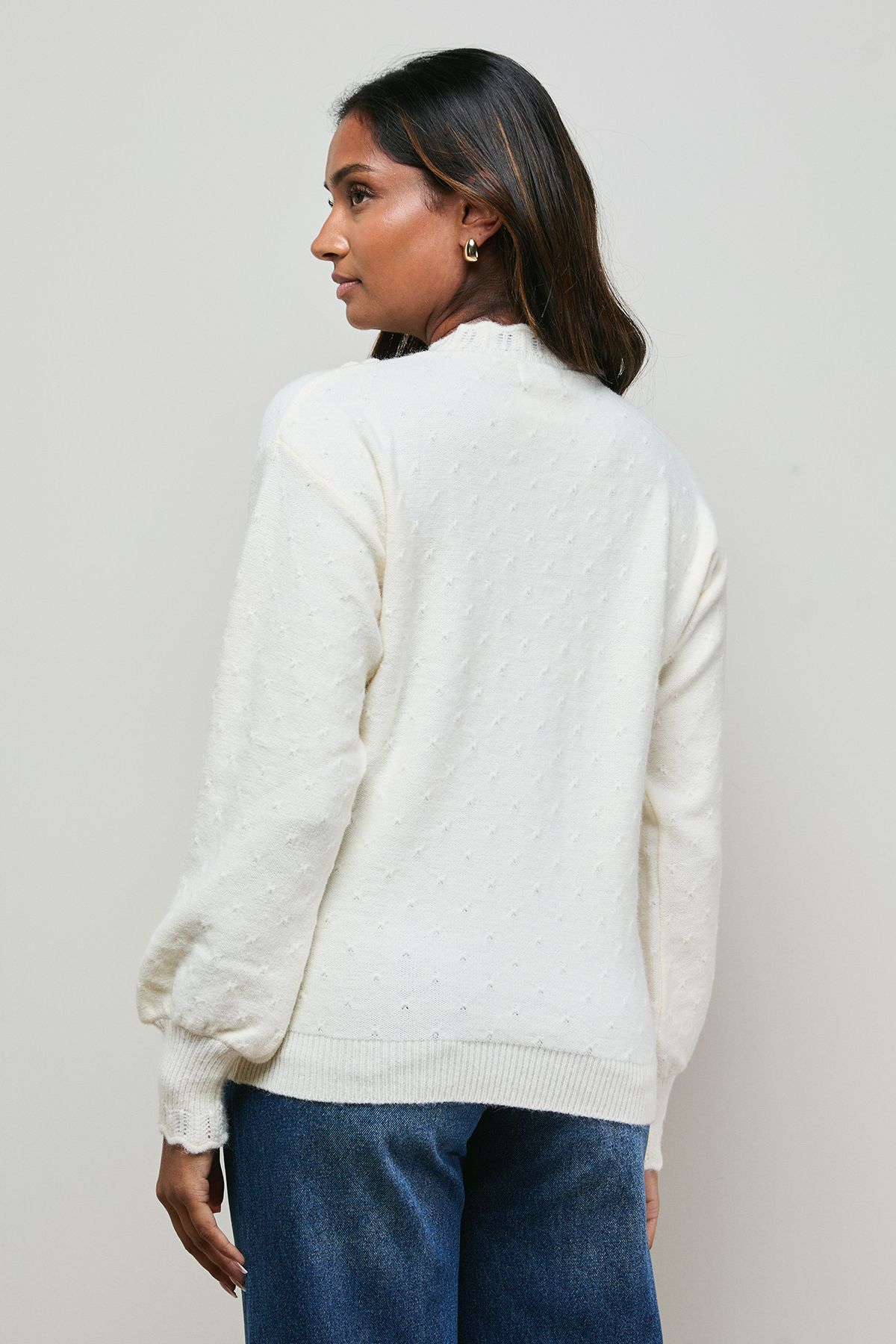 Oasis Floral Detail Long Sleeve Jumper Ivory image 3