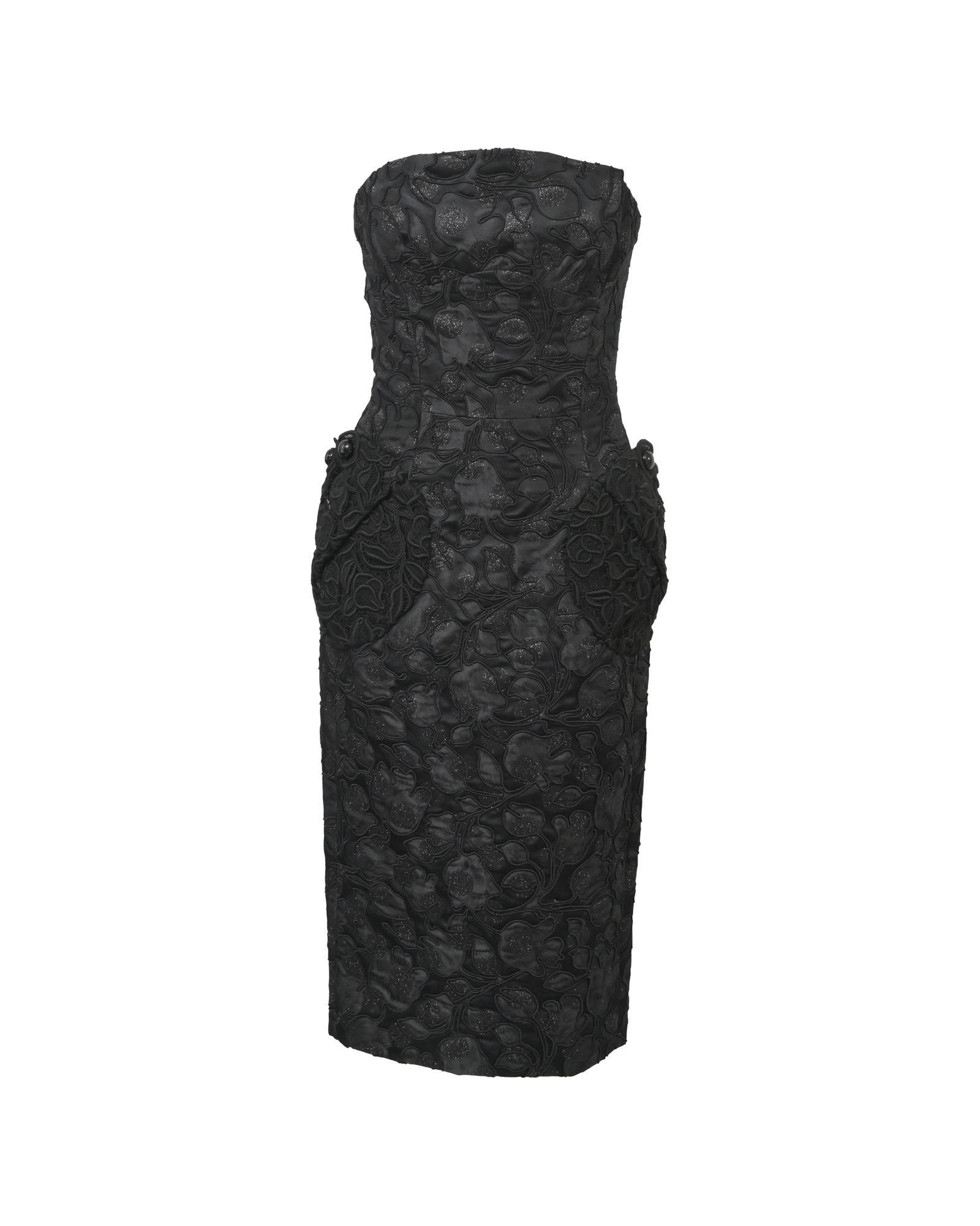 Marc Jacobs Preloved Embossed Floral Evening Gown Wo - Black Dresses image 1