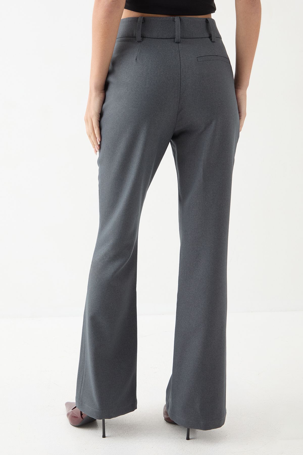 MissPap Premium Tailored Skinny Flare Trousers Grey image 3