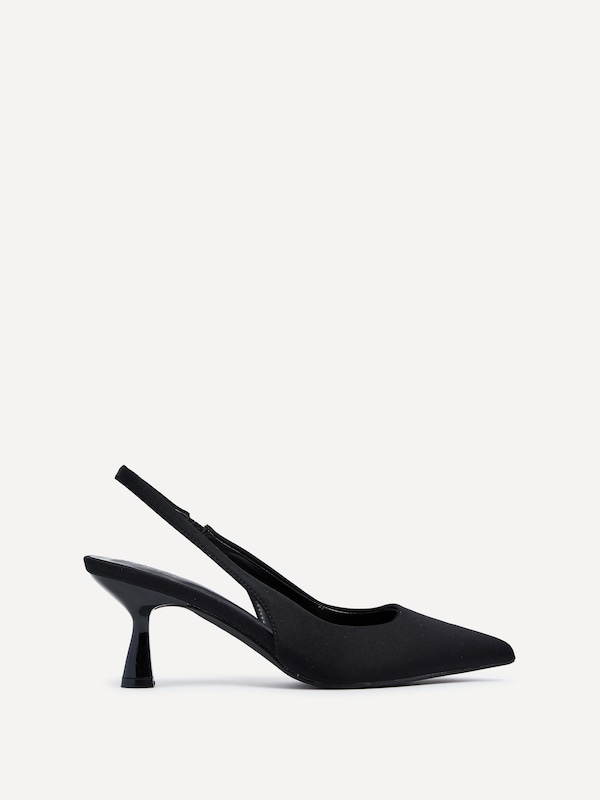 Linzi Presley Black Lycra Sling Back Low Court Heel