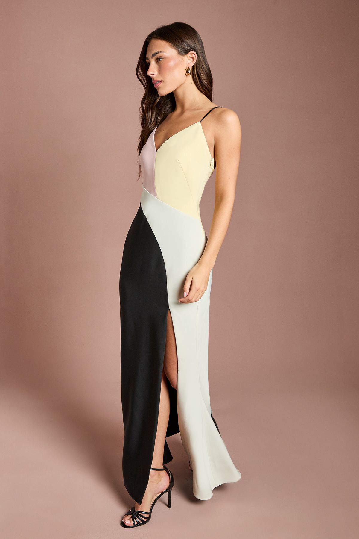 Coast Strappy Colour Block Midi Dress Multi