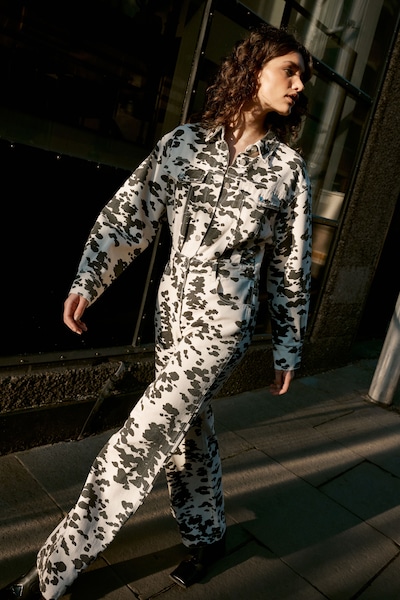 NastyGal Denim Dalmatian Print Jumpsuit Mono