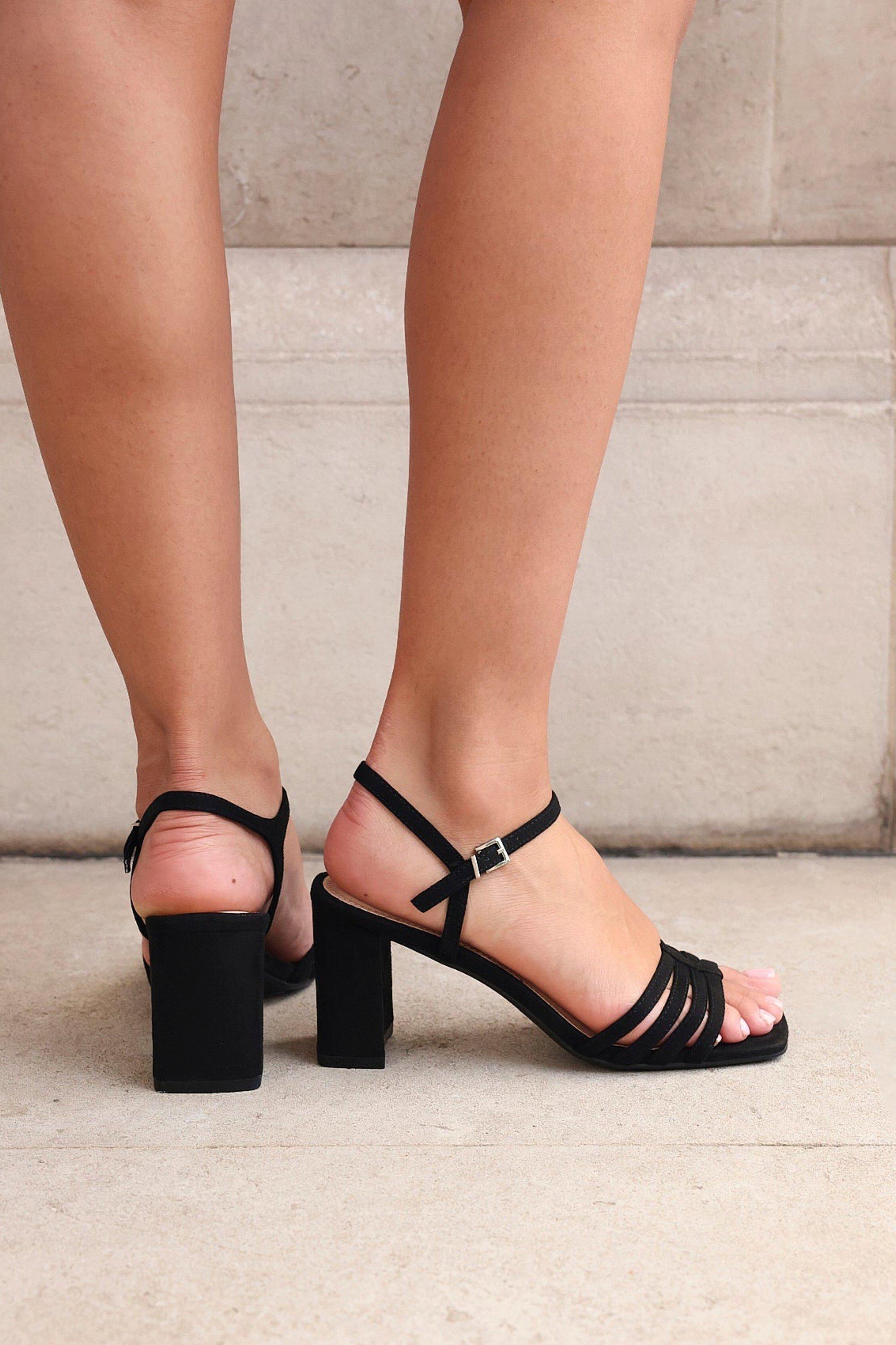 Linzi Annie Black Faux Suede Strappy Block Heel image 2