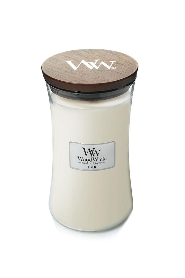 Woodwick Linen Spa Large Candle White