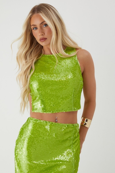 MissPap Sequin Racer Top Green