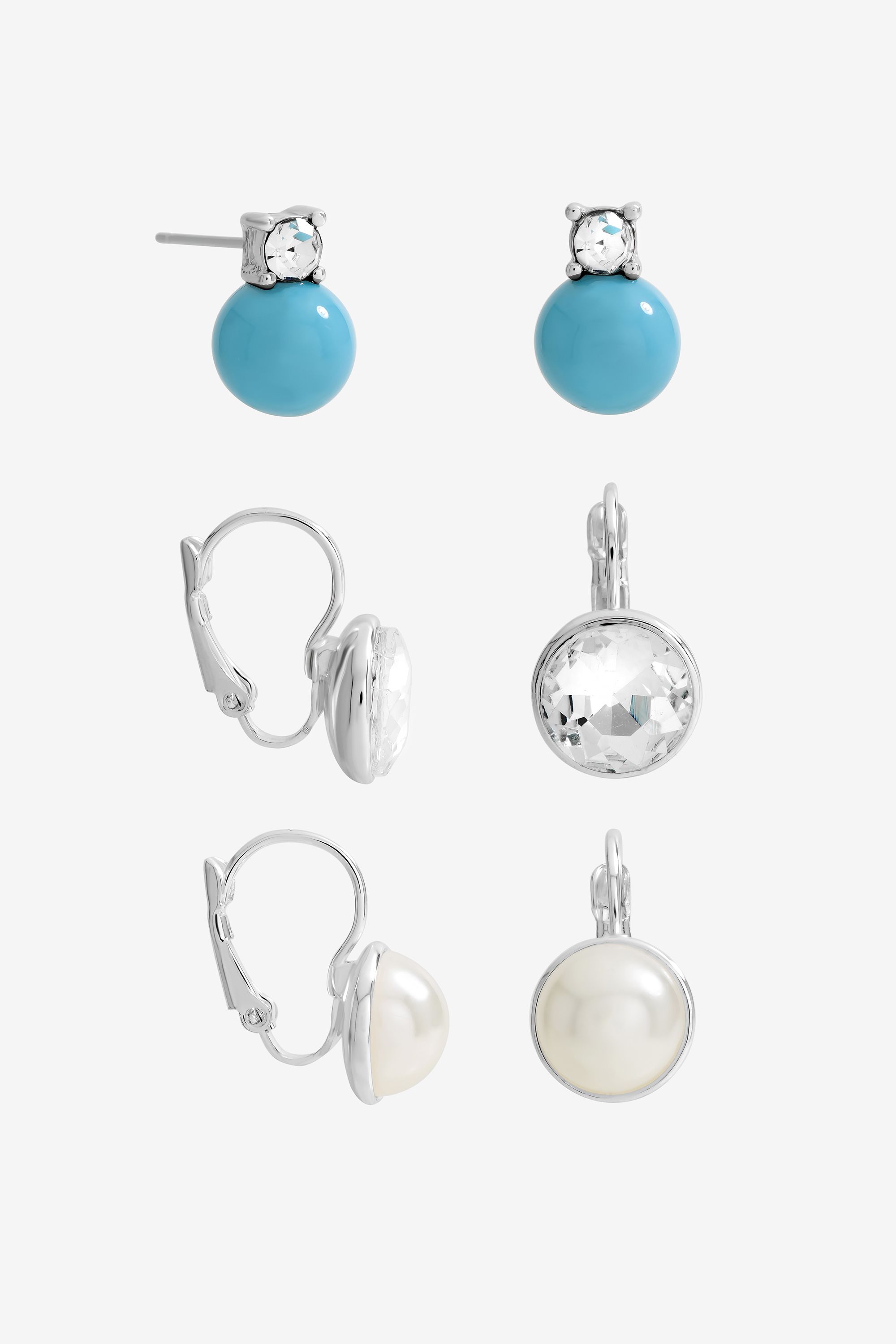 Mood Silver Plated Crystal and Pearl Charm Hoops - Pack of 3 image 1