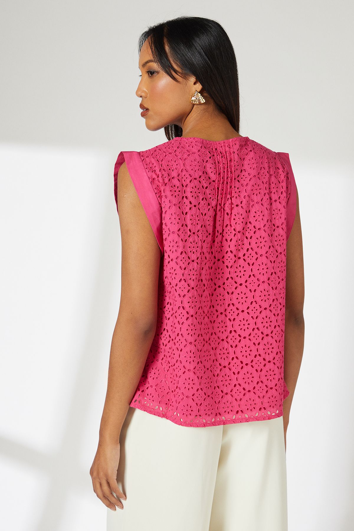 Principles Pink PinTuck Detail Broderie Blouse Pink image 4