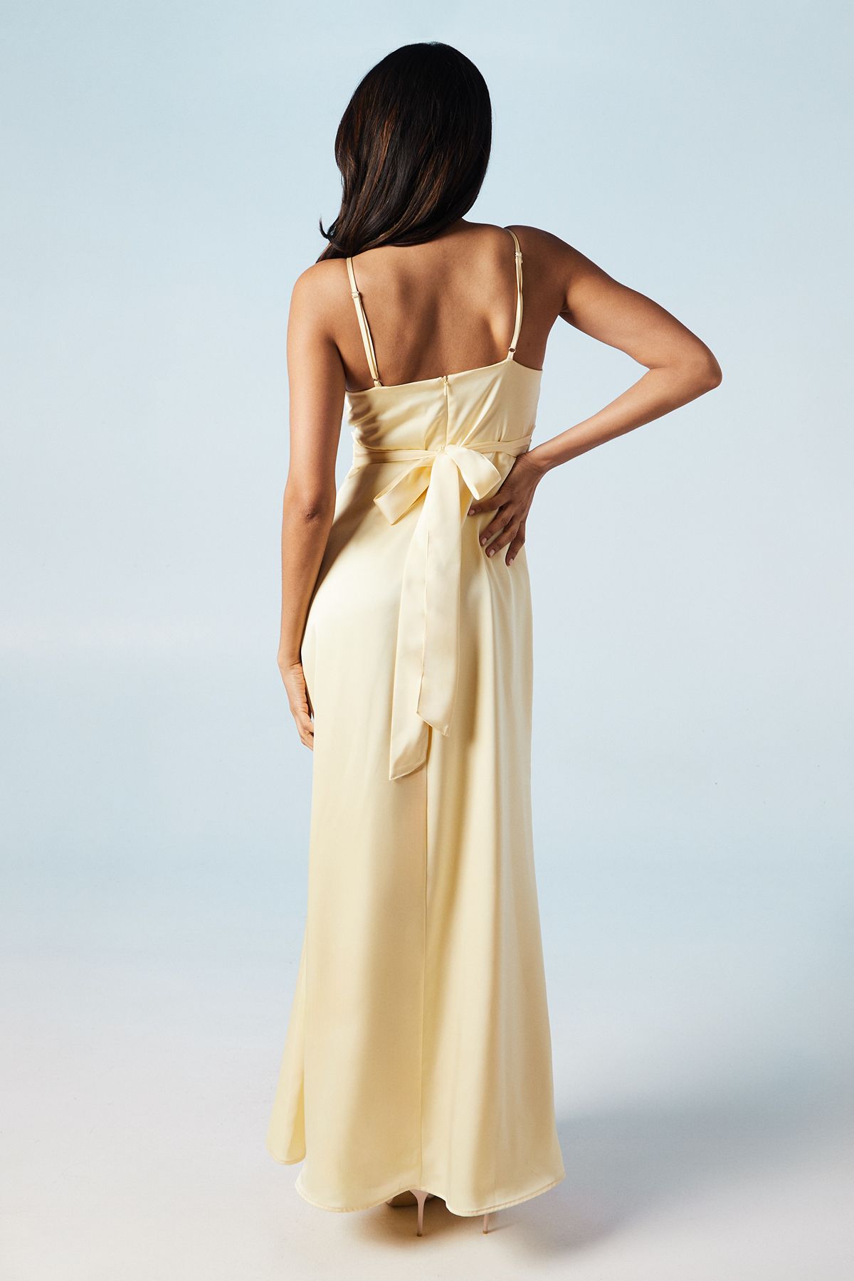 Coast Wrap Waist Satin Cami Bridesmaid Dress Lemon image 1