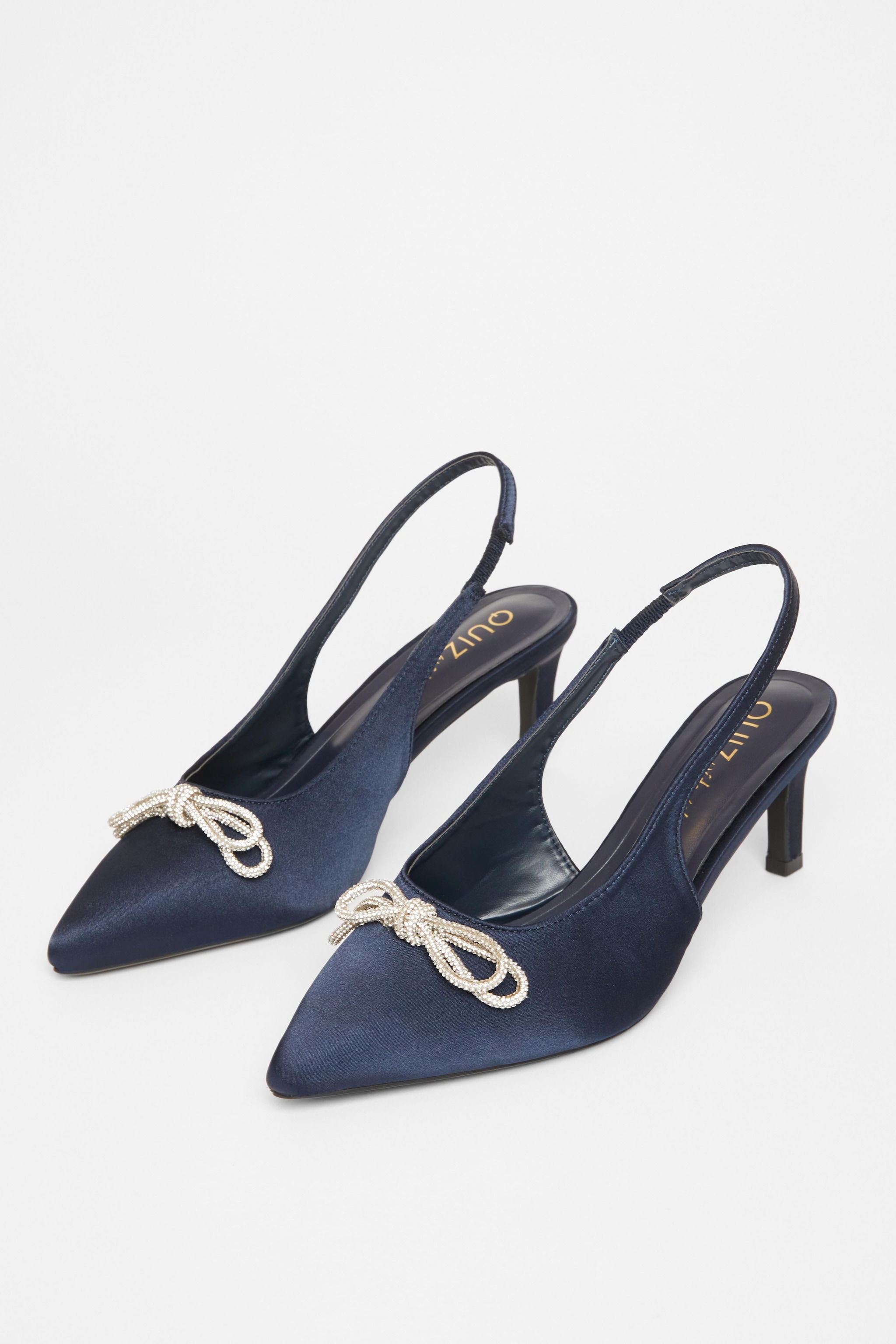 Quiz Navy Wide Fit Sling Back Heels image 2