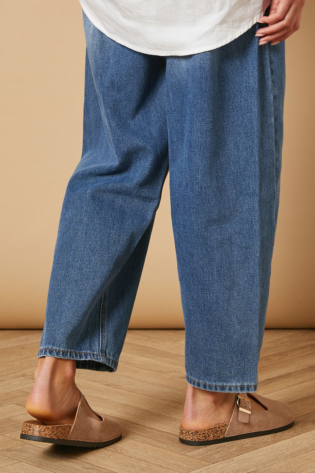 Oasis Emmeline Faux Suede T Bar Mary Jane Closed Toe Footbed Mules Taupe image 4