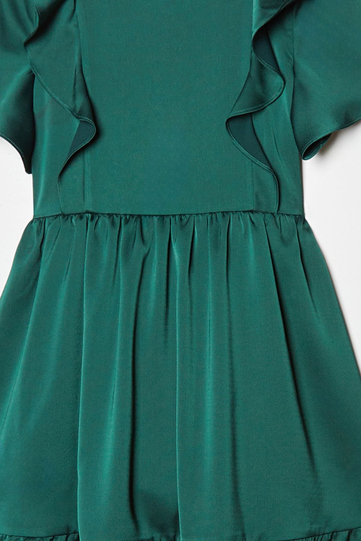 Coast Girls Ruffle Satin Back Crepe Dress Emerald image 7