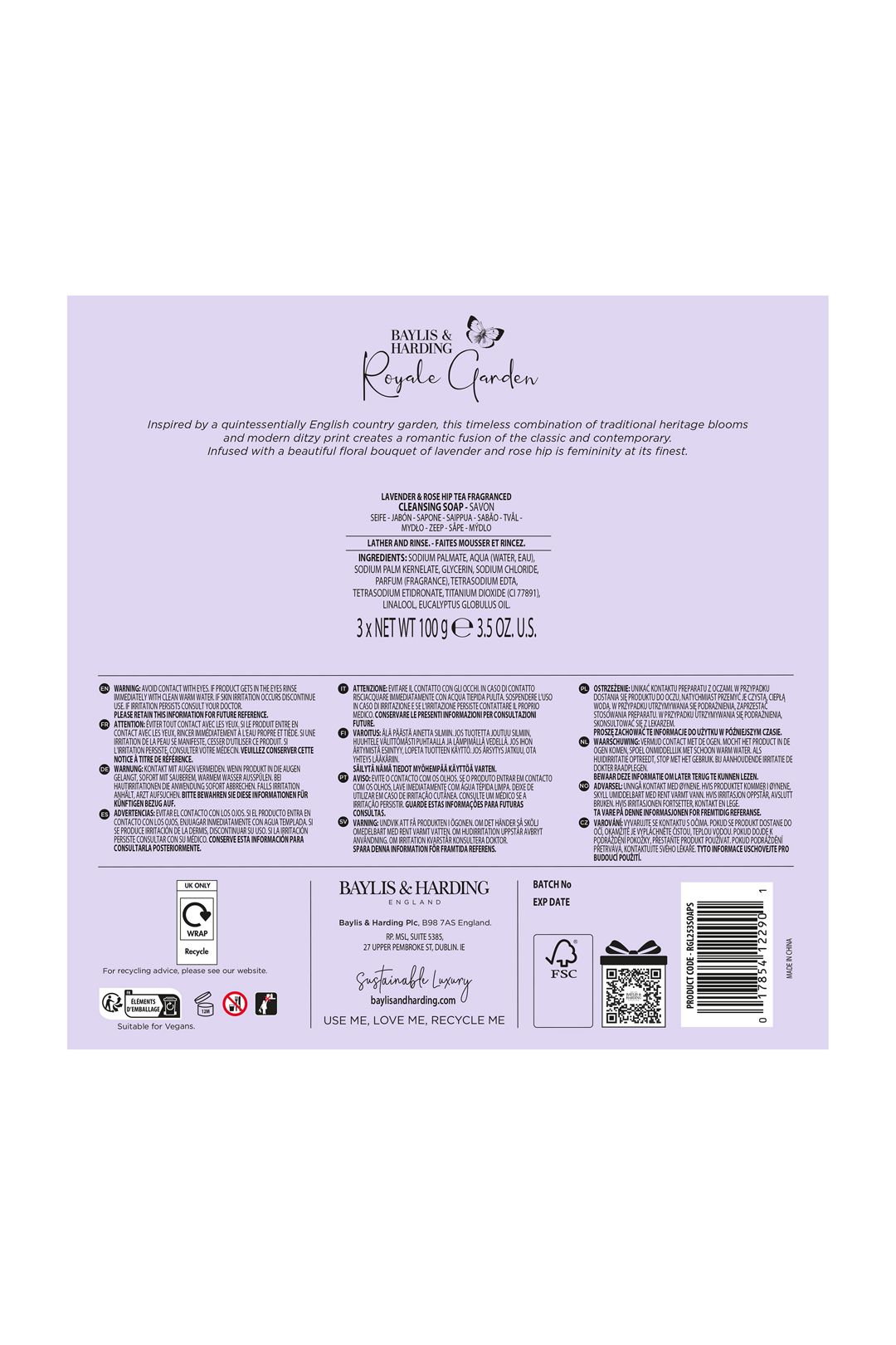 Baylis & Harding Royale Garden Luxury Wrapped Soaps Gift Set Multi image 7