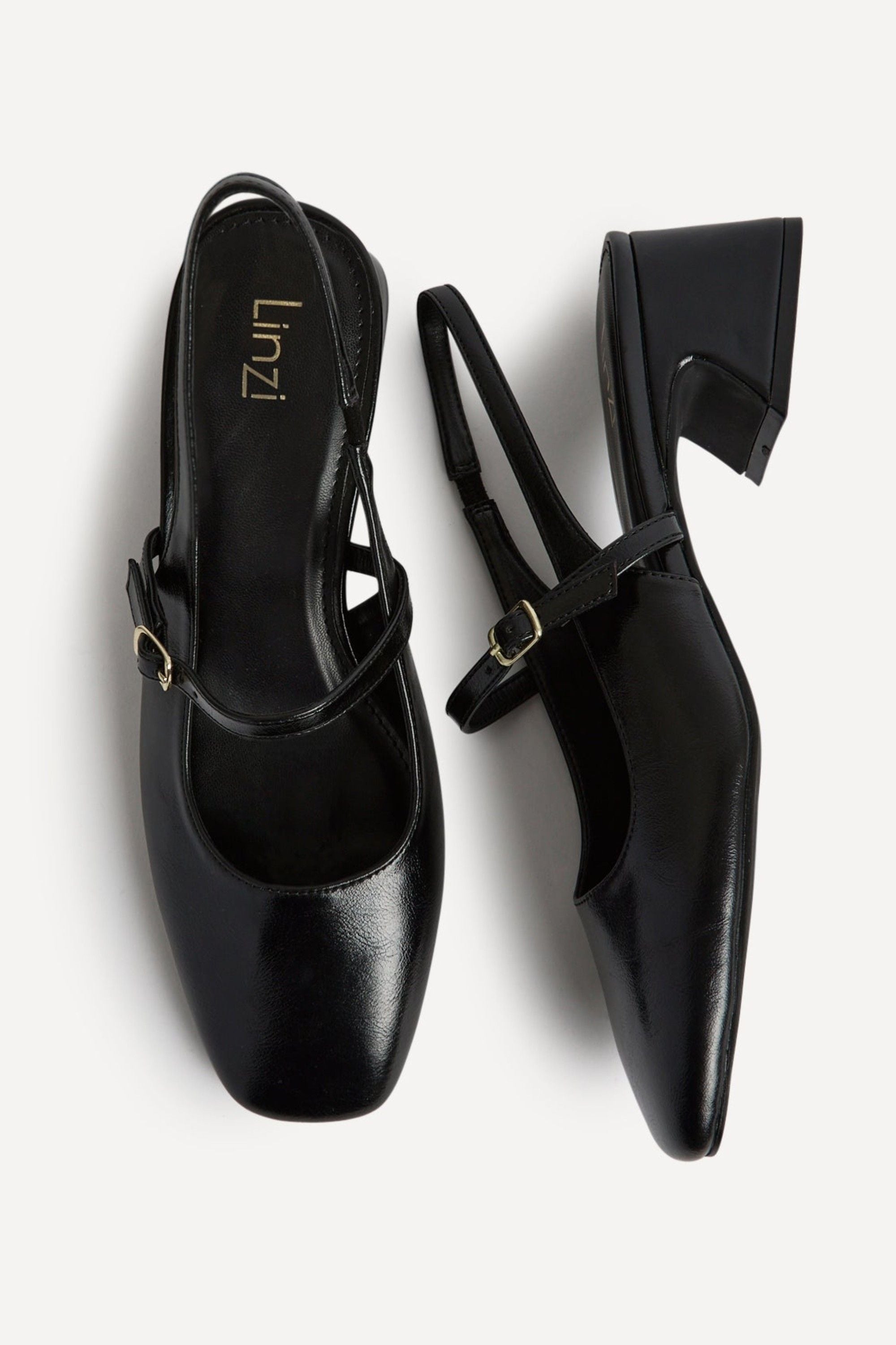 Linzi Society Black Faux Leather Mary Jane Heels image 4