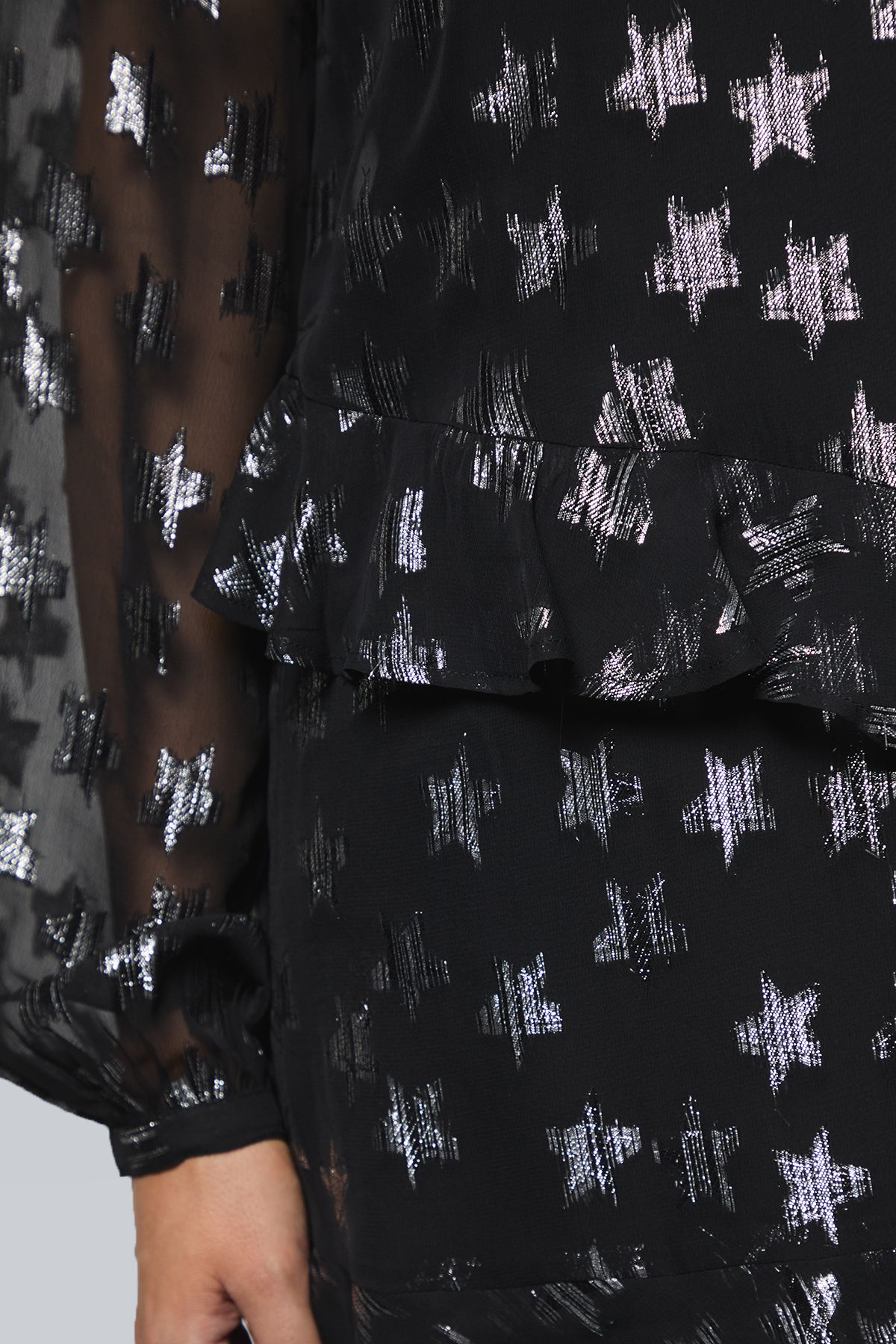 Dorothy Perkins DP Luxe Star Jacquard Ruffle Shift Mini Dress Black image 5