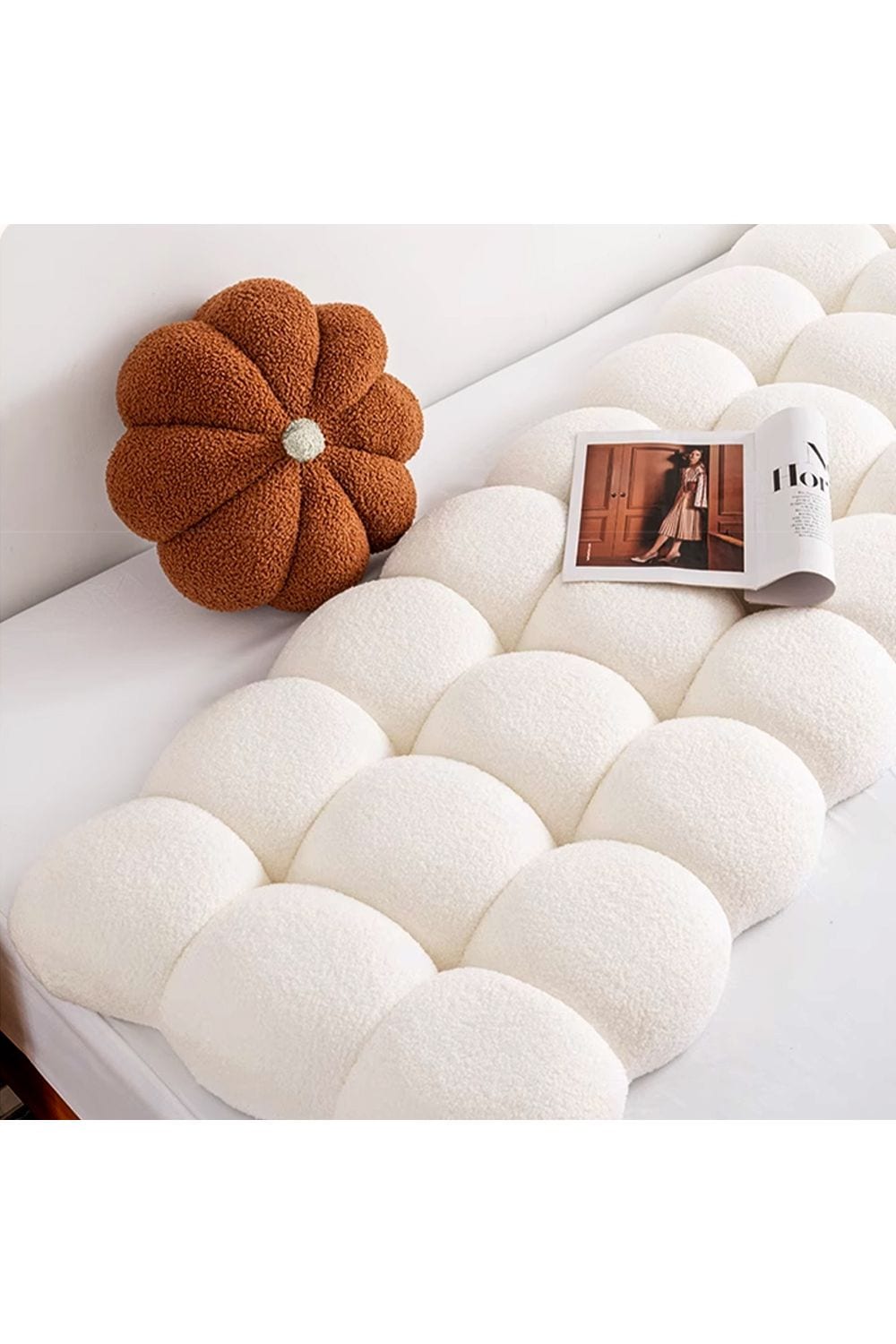 Living and Home Textured Bubble Design Plush Headboard Bolster Pillow image 4