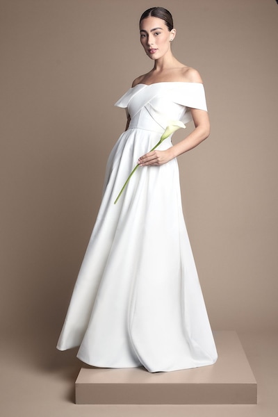 Coast Bardot Origami Satin Wedding Dress Ivory