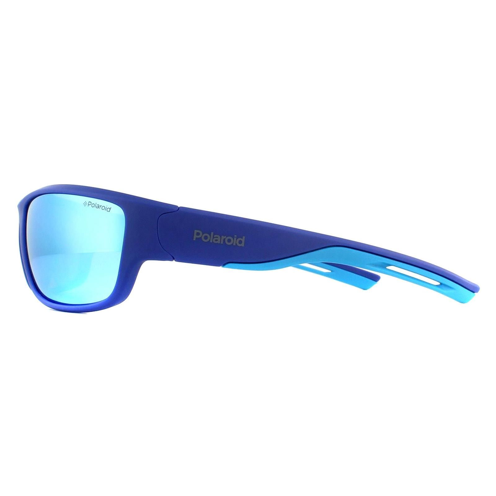 Polaroid Sport Wrap Blue Blue Mirror Polarized Sunglasses image 3