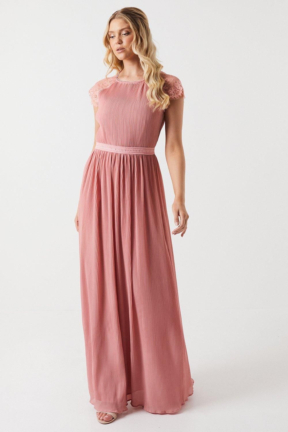 Oasis Delicate Lace Bodice Maxi Bridesmaid Dress Blush image 1