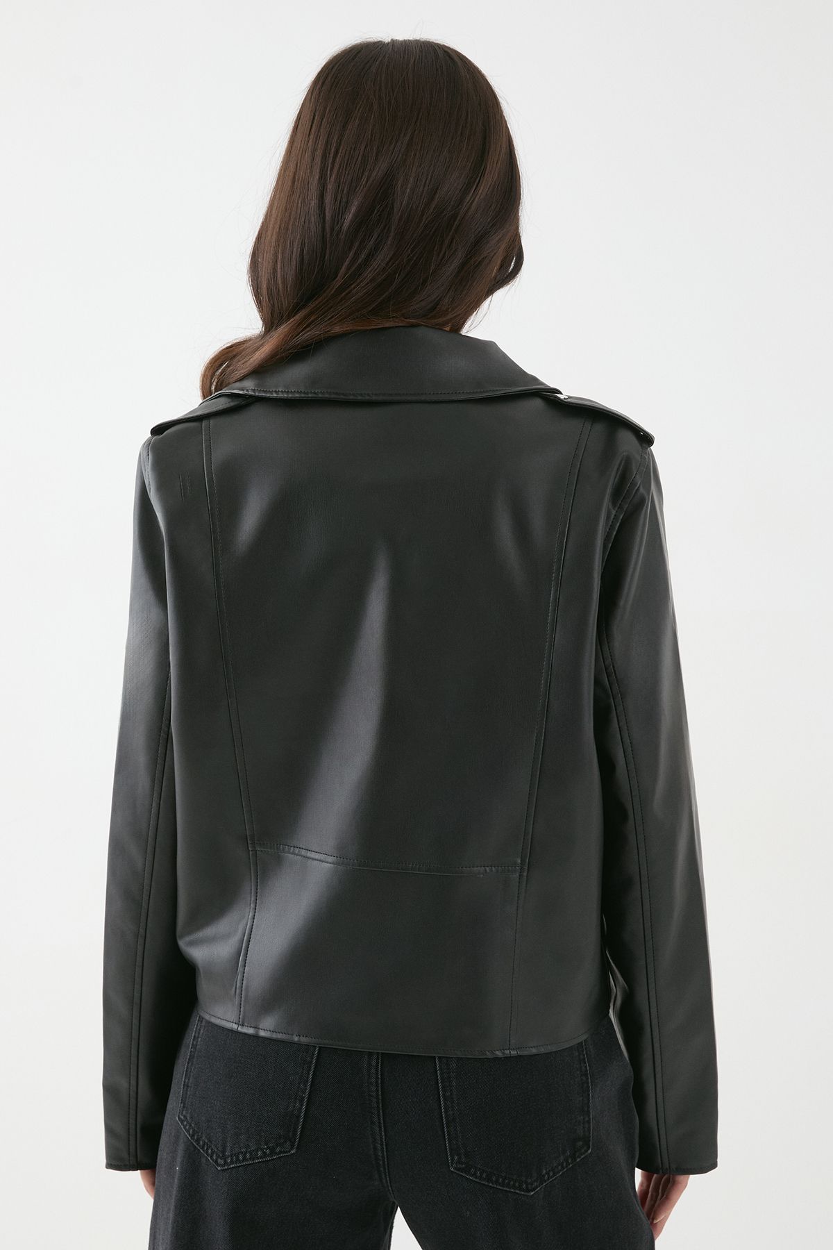 MissPap Leather Look Biker Jacket Black image 3
