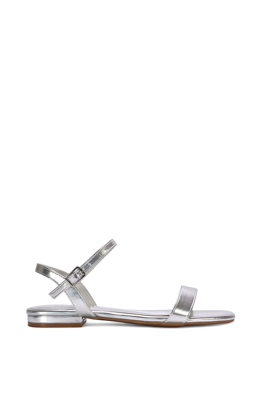XY London 'Hallie' Open Toe Flat Strappy Sandals With Ankle Strap image 1