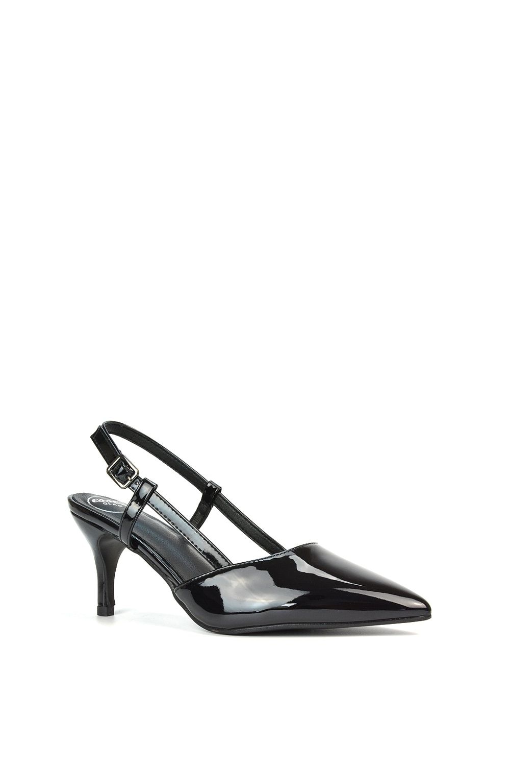 XY London 'Karla' Mid Heel Stilettos Pointed Toe Slingback Court Shoes image 2