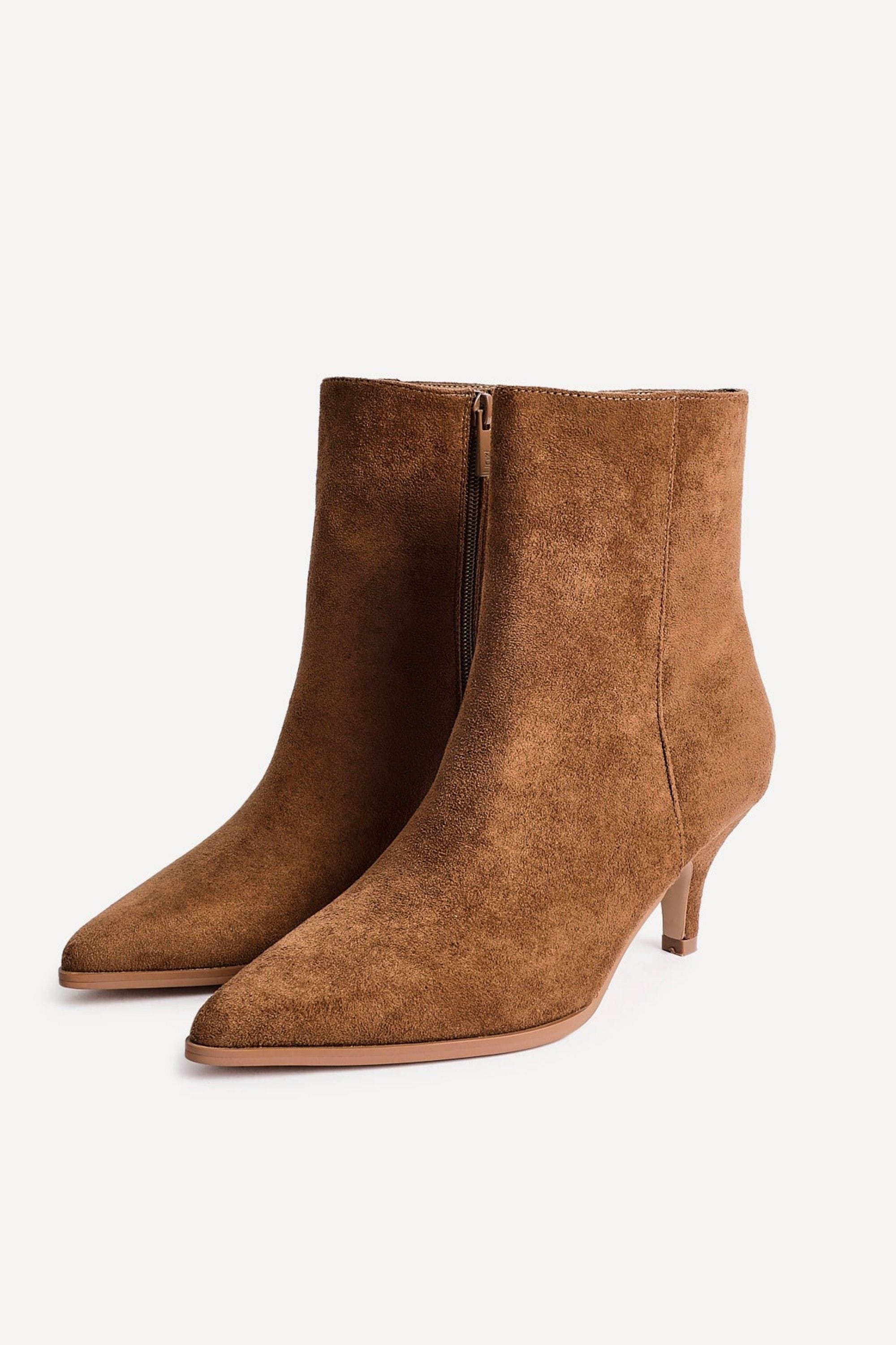 Linzi Pursuit Tan Faux Suede Heeled Pointed Ankle Boot image 5