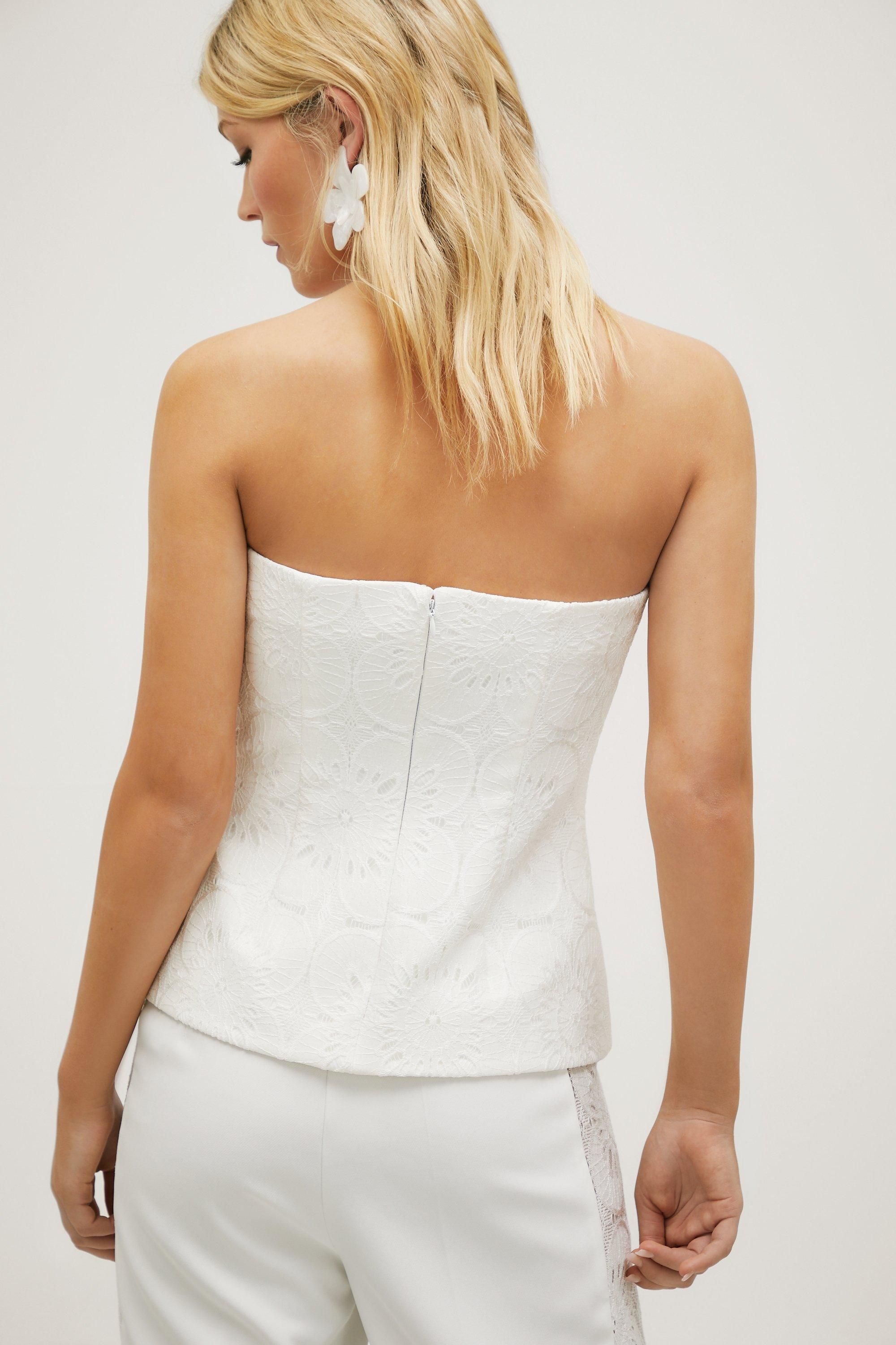 NastyGal Lace Bandeau Peplum Top Ivory image 4