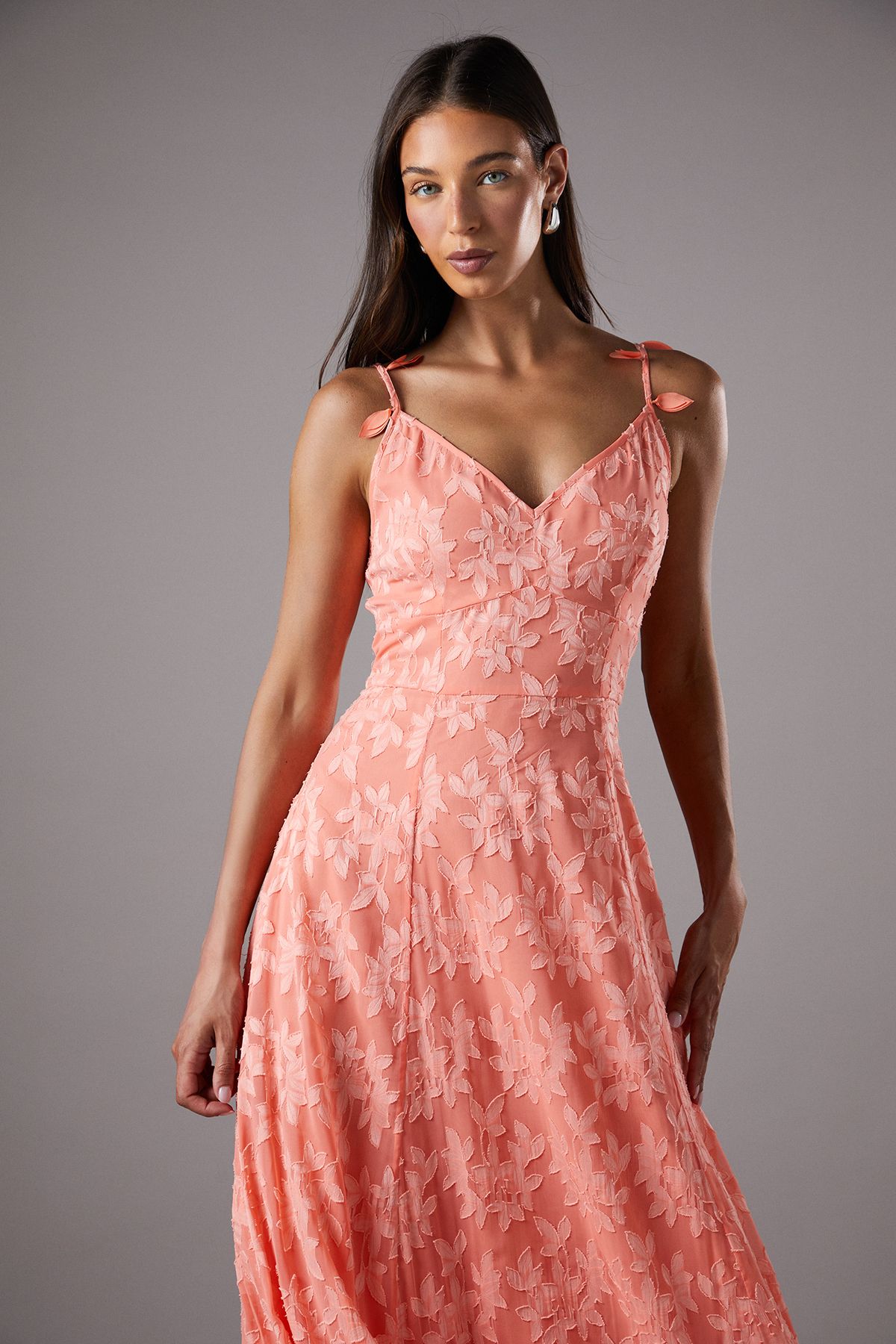 Coast Petal Shoulder Maxi Dress Coral image 2