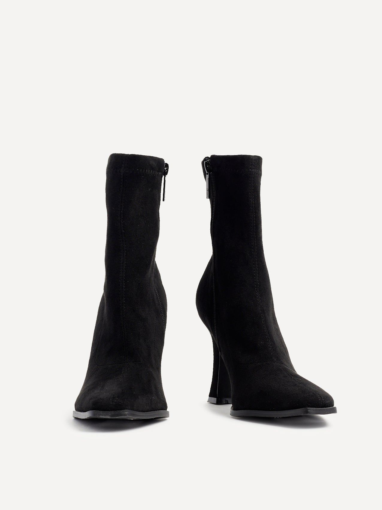 Linzi Noelle Black Suede Square Toe Heeled Sock Boot image 3