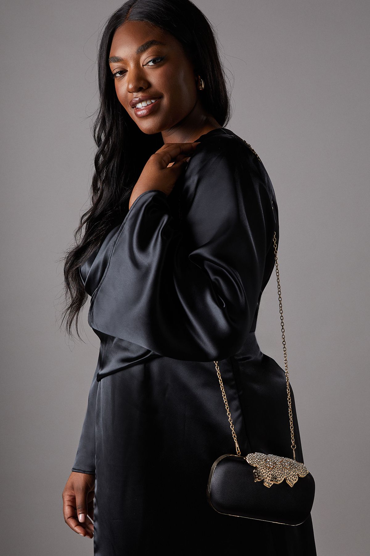 Coast Shanghai Embellished Clasp Hard Clutch Bag Black image 2