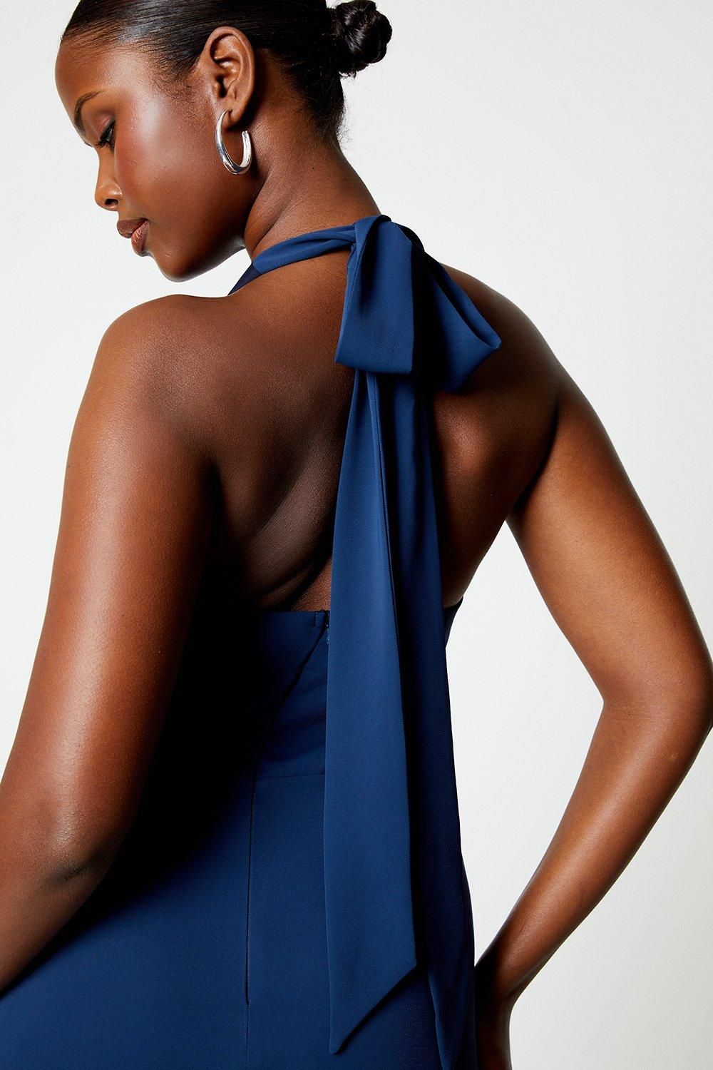 Coast Plunge Neck Halter Jumpsuit Navy image 4