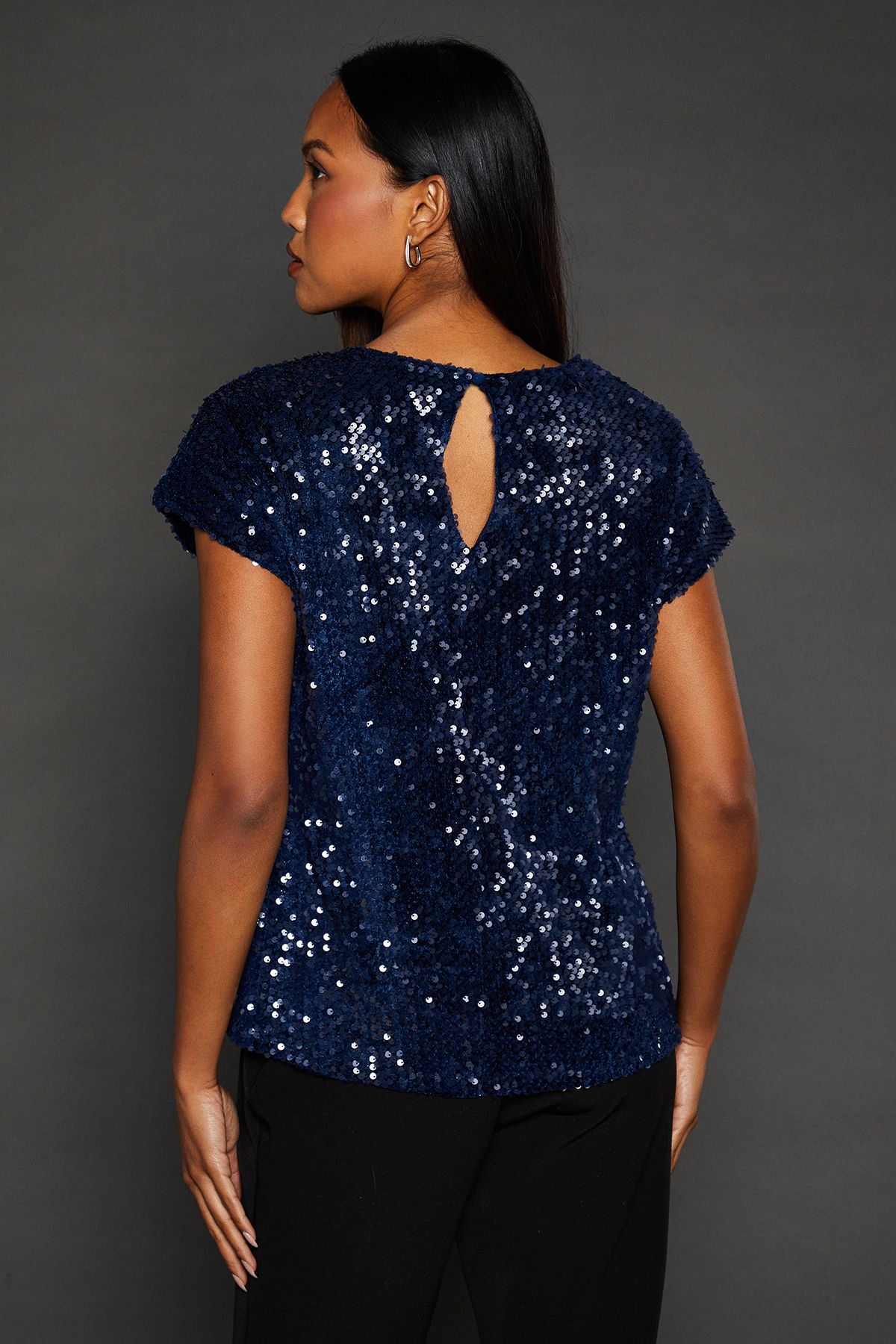 Principles Navy Sequin Velvet T-shirt Navy image 3